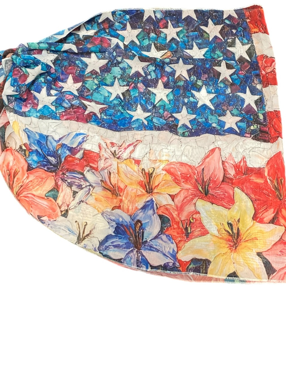 Bundle & Save: 3 for $29. Floral American Flag Sarong - Red, Blue, Yellow - Picture 3 of 3